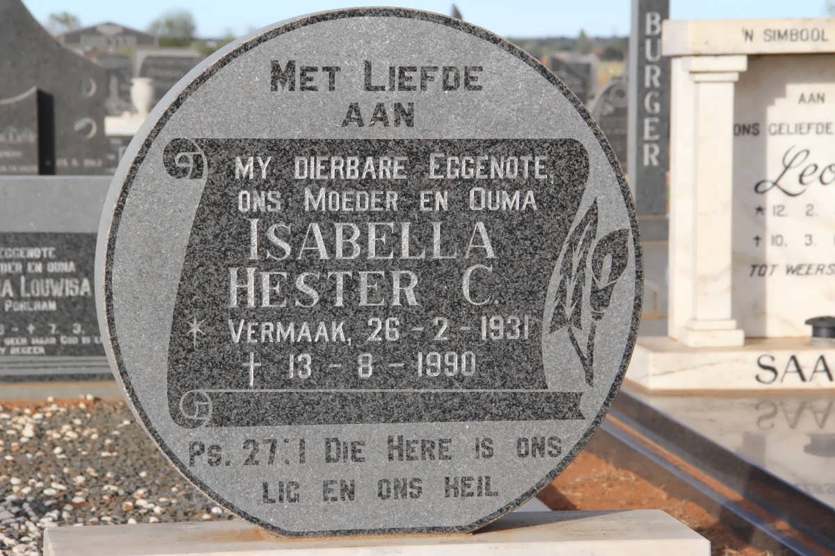 DAVIS Isabella Hester C. VERMAAK 1931-1990
