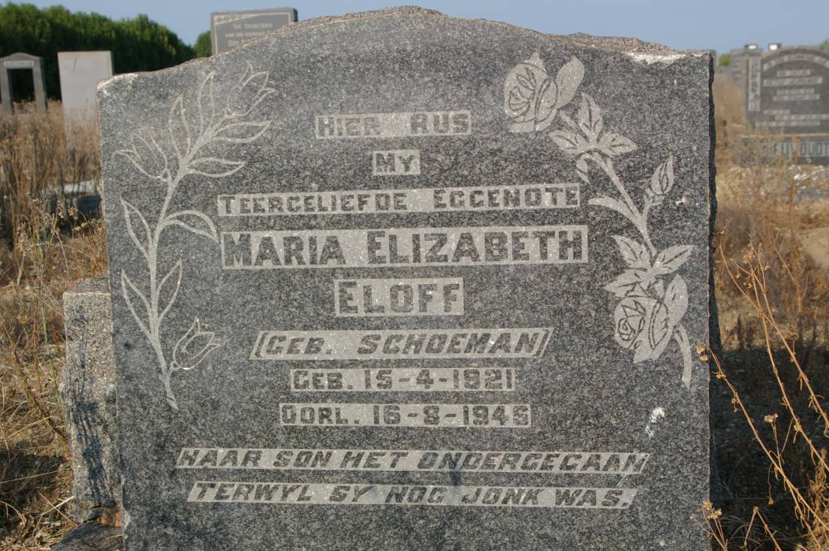 ELOFF Maria Elizabeth nee SCHOEMAN 1921-1946
