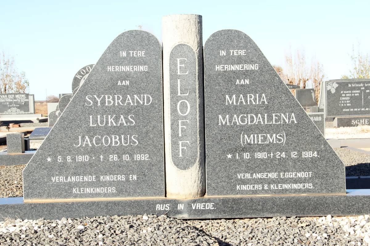 ELOFF Sybrand Lukas Jacobus 1910-1992 &amp; Maria Magdalena 1910-1984