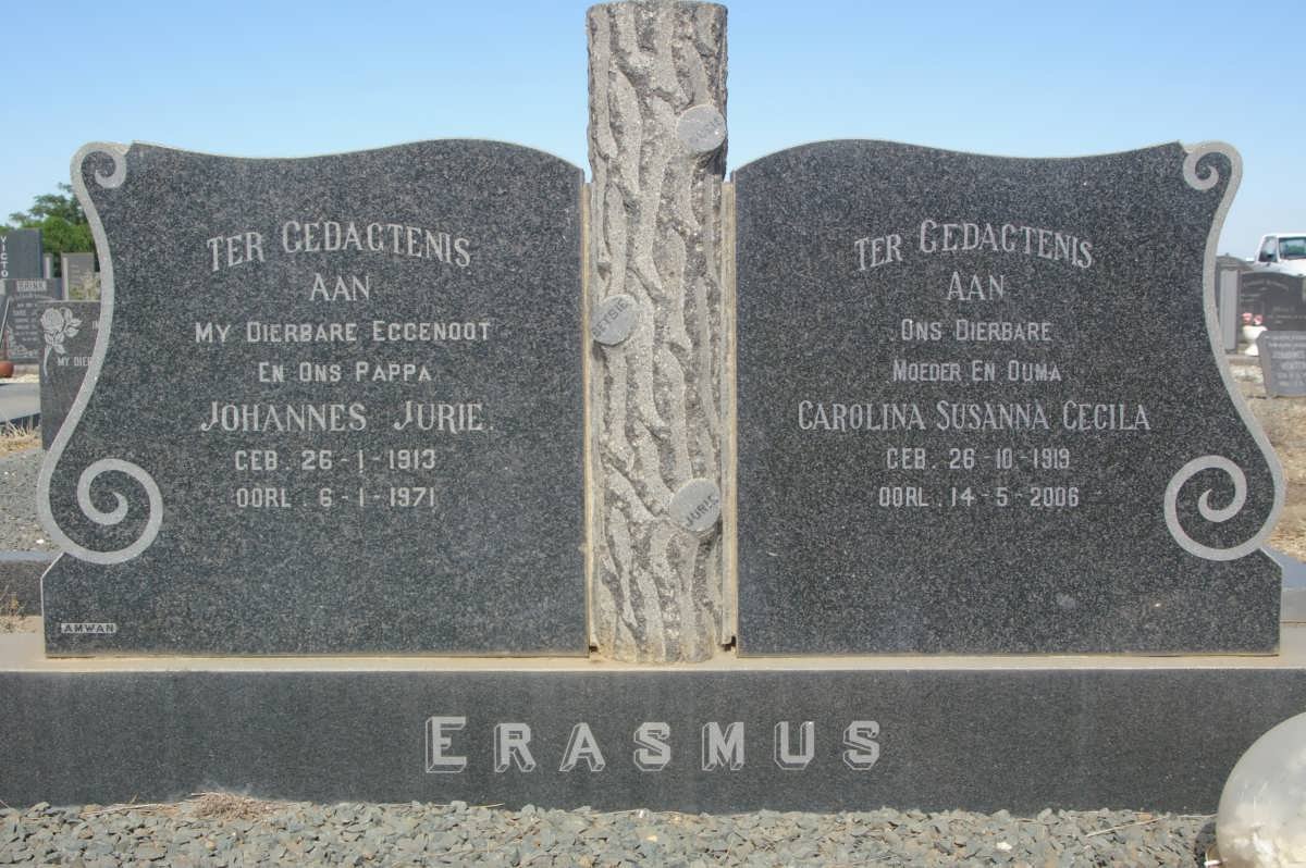 ERASMUS Johannes Jurie 1913-1971 &amp; Carolina Susanna Cecila 1919-2006