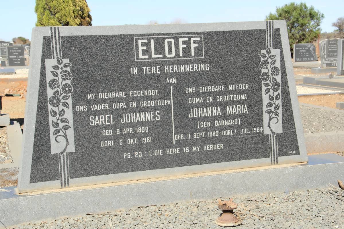 ELOFF Sarel Johannes 1890-1981 &amp; Johanna Maria BARNARD 1898-1984