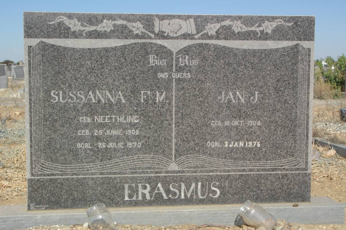 ERASMUS Jan J. 1904-1975 &amp; Sussanna F.M. NEETHLING 1908-1970