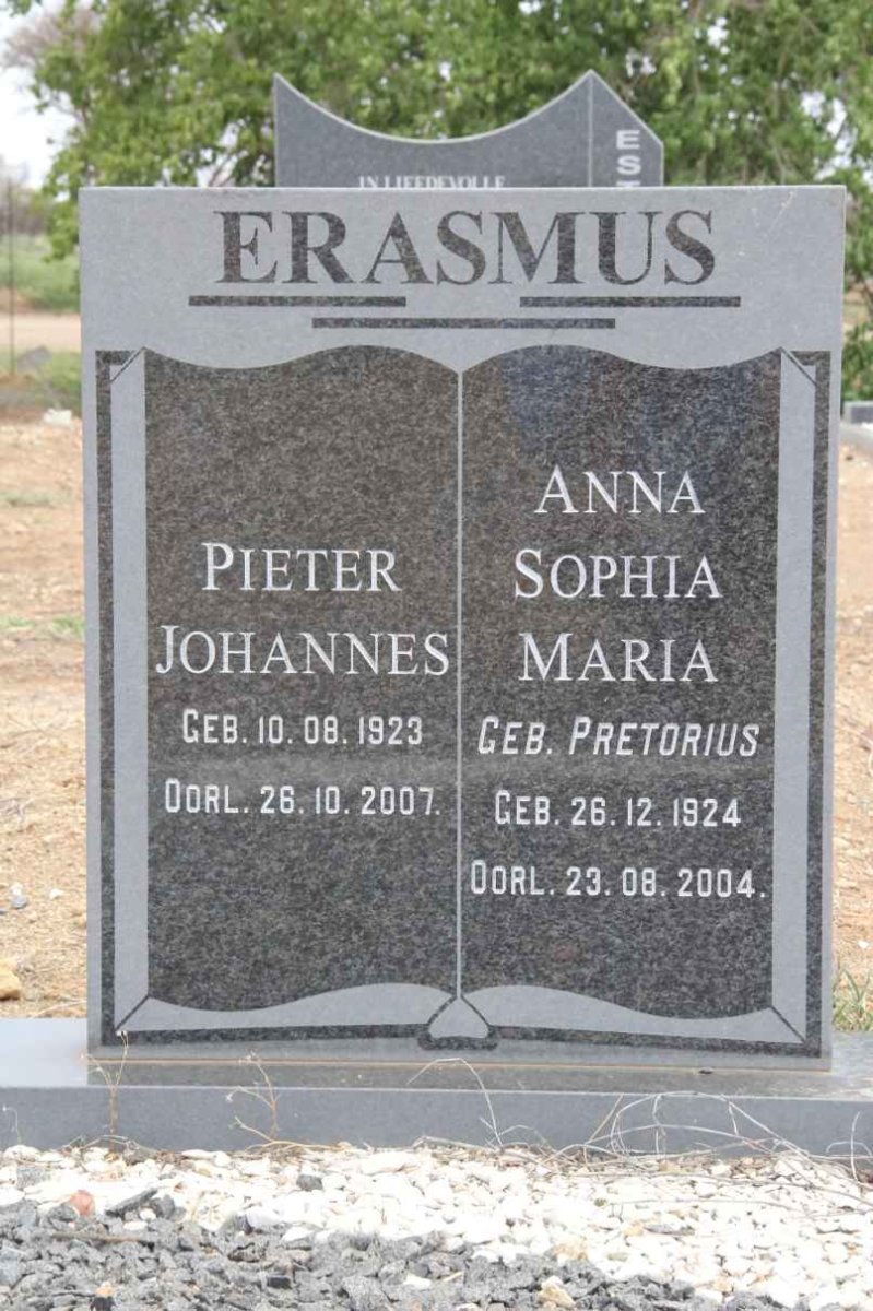 ERASMUS Pieter Johannes 1923-2007 &amp; Anna Sophia Maria PRETORIUS 1924-2004