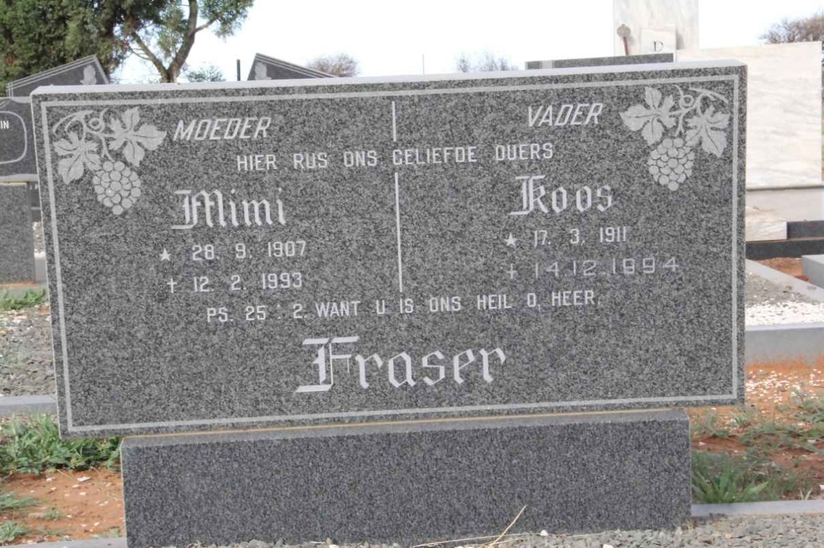 FRASER Koos 1911-1994 &amp; Mimi 1907-1993