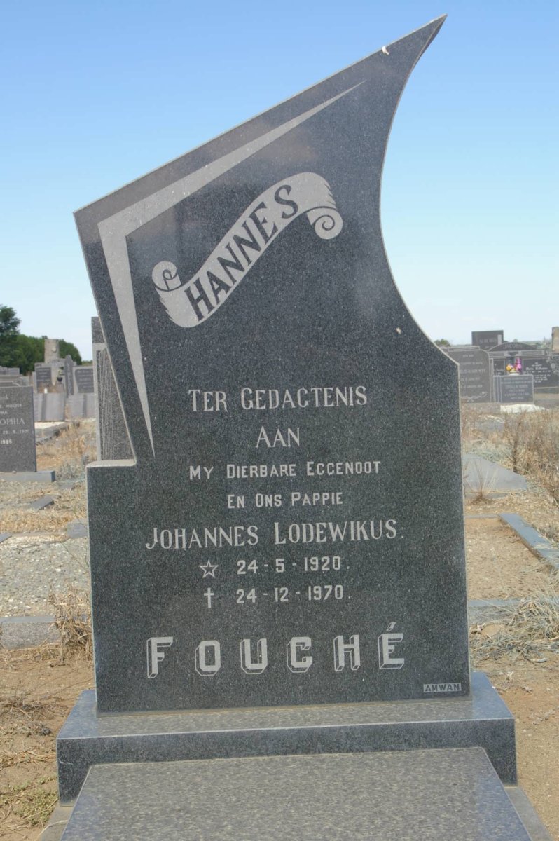 FOUCHÉ Johannes Lodewikus 1920-1970