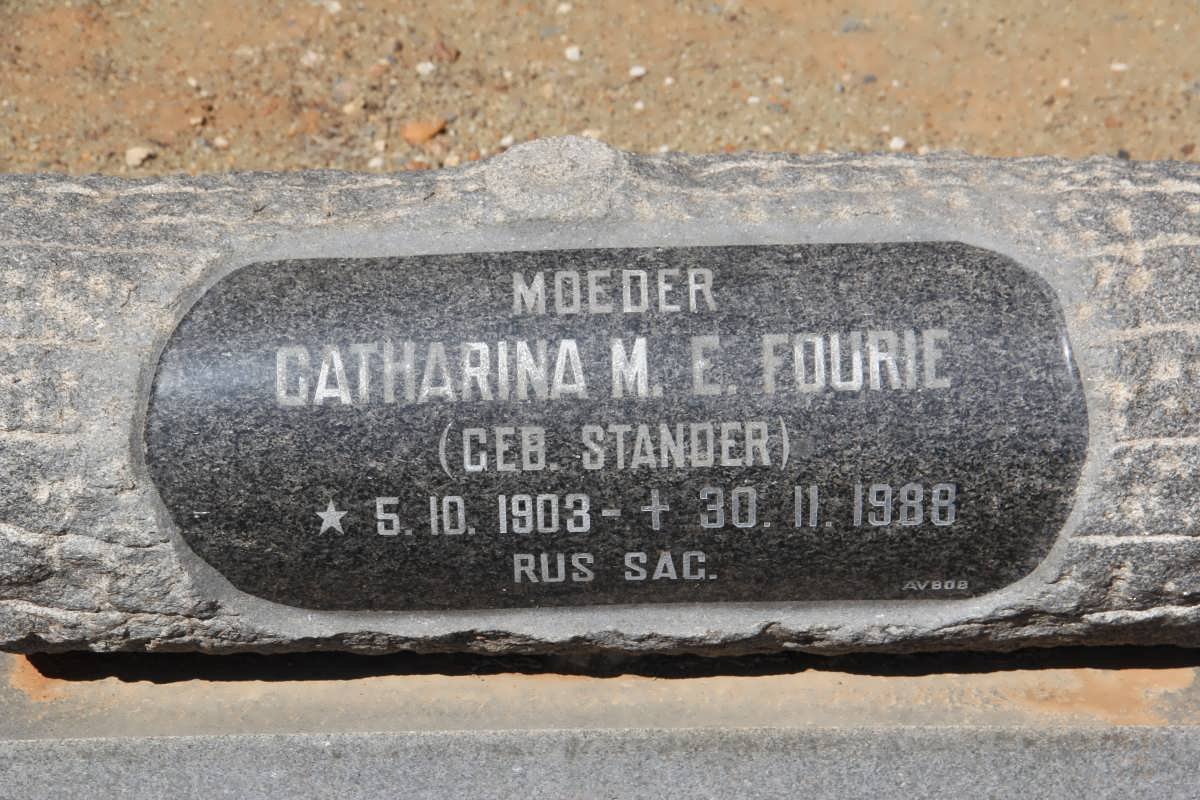 FOURIE Catharina M.E. nee STANDER 1903-1988