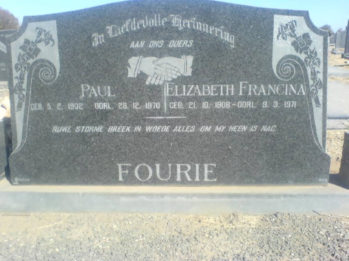 FOURIE Paul 1902-1970 &amp; Elizabeth Francina 1908-1971
