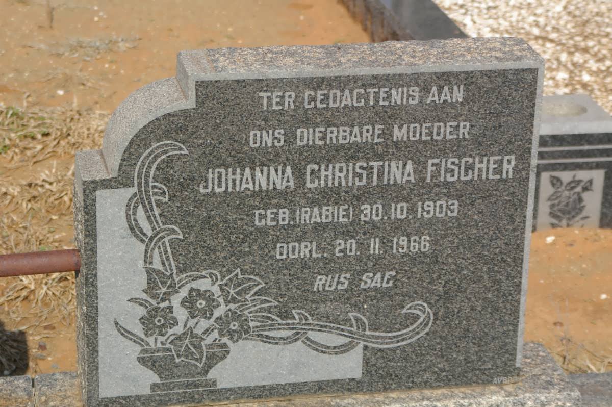 FISCHER Johanna Christina nee RABIE 1903-1966