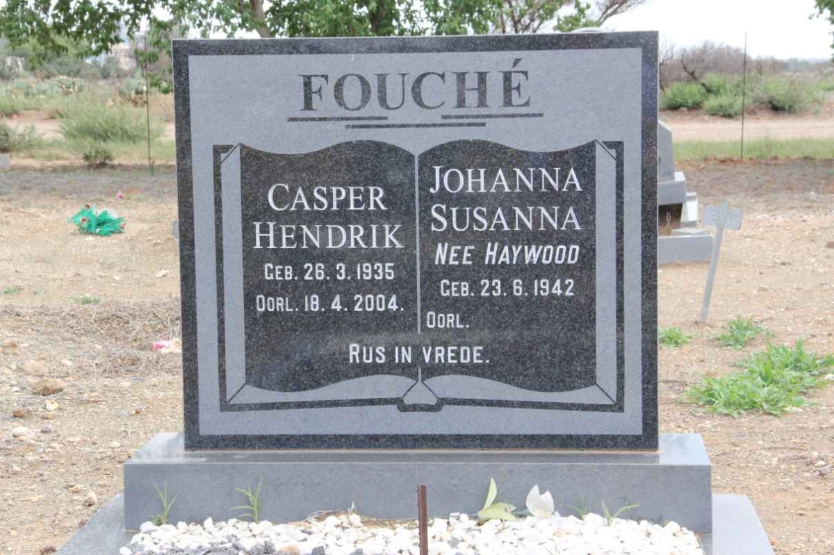 FOUCHÉ Casper Hendrik 1935-2004 &amp; Johanna Susanna HAYWOOD 1942-