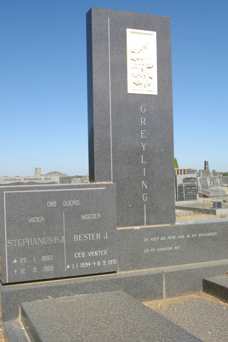 GREYLING Stephanus P.J. 1893-1968 &amp; Hester J. VENTER 1894-1978