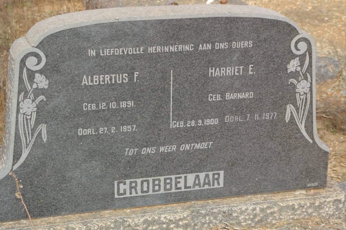 GROBBELAAR Albertus F. 1891-1957 &amp; Harriet E. BARNARD 1900-1977