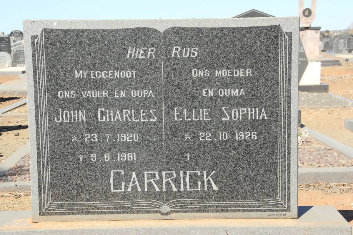 GARRICK John Charles 1920-1981 &amp; Ellie Sophia 1926-