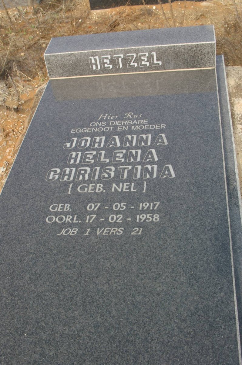HETZEL Johanna Helena Christina nee NEL 1917-1958