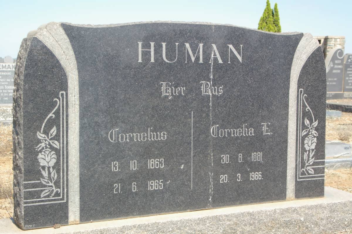 HUMAN Cornelius 1863-1965 &amp; Cornelia E. 1881-1966