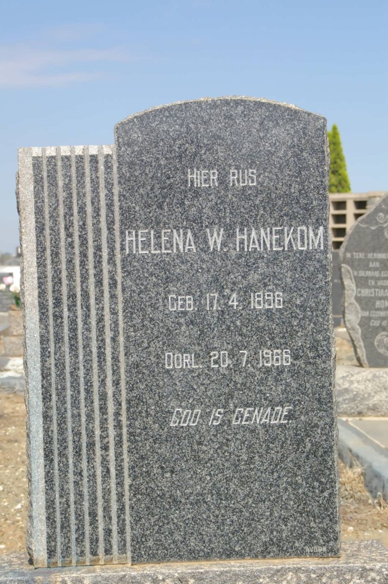 HANEKOM Helena W. 1896-1966