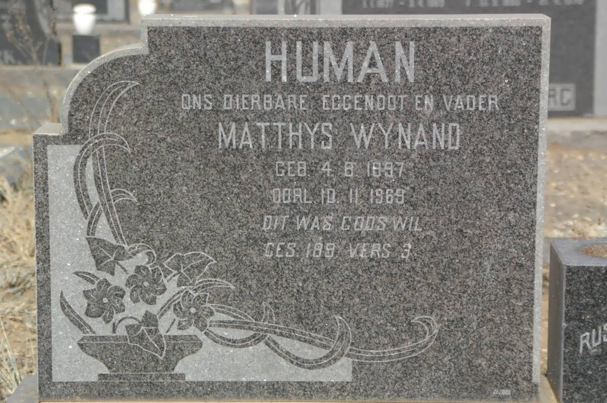 HUMAN Matthys Wynand 1897-1969