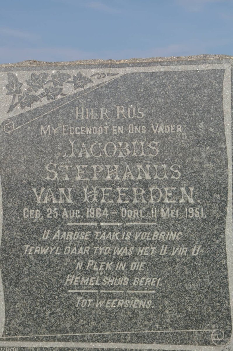 HEERDEN Jacobus Stephanus, van 1864-1951