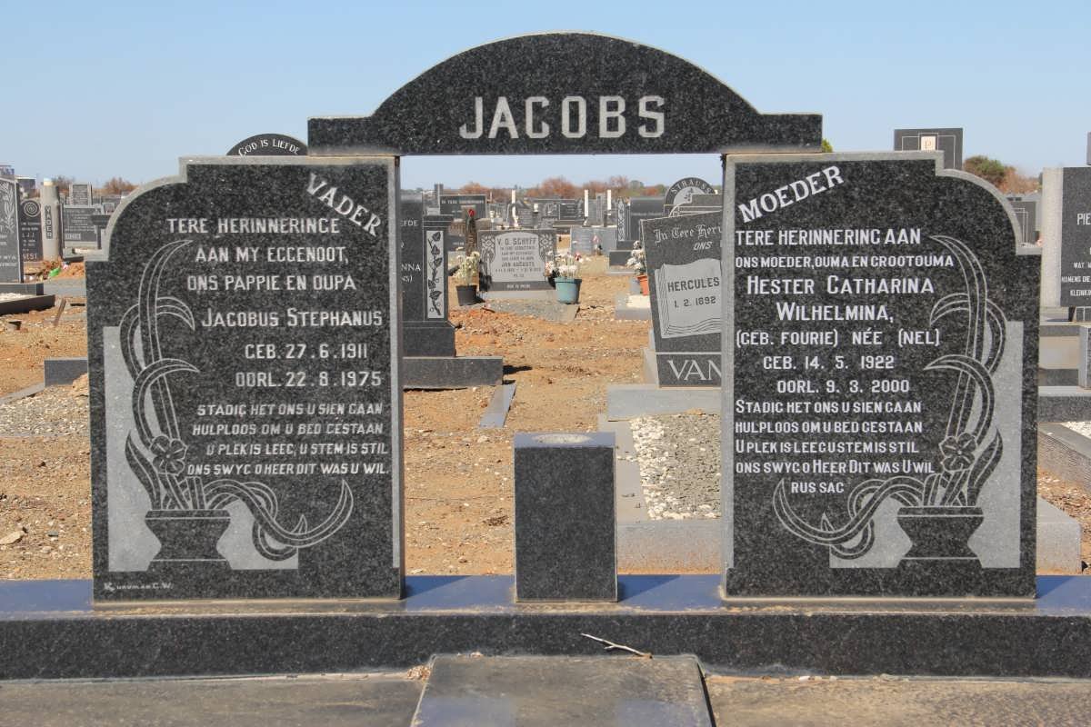 JACOBS Jacobus Stephanus 1911-1975 &amp; Hester Catharina Wilhelmina NEL nee FOURIE 1922-2000