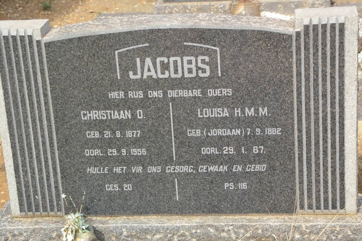 JACOBS Christiaan D. 1877-1956 &amp; Louisa H.M.M. JORDAAN 1882-1967