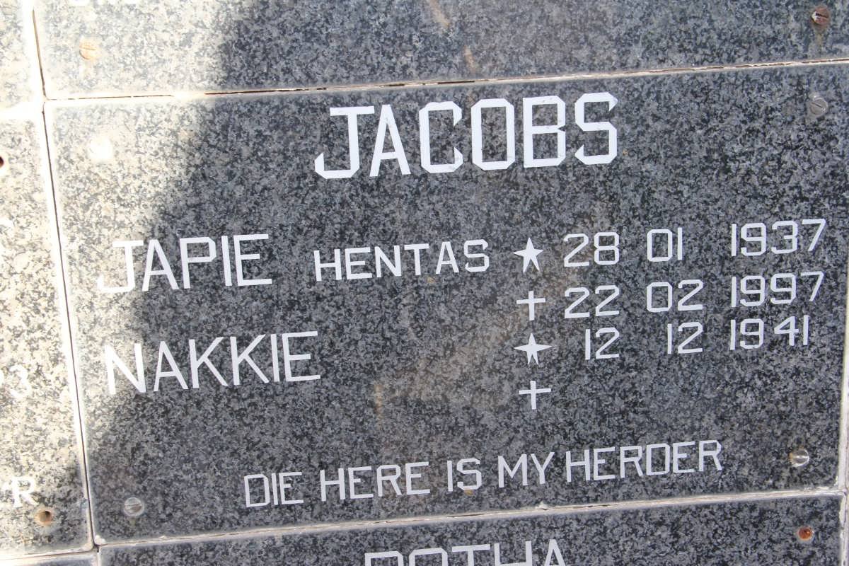 JACOBS Japie 1937-1997 &amp; Nakkie 1941-