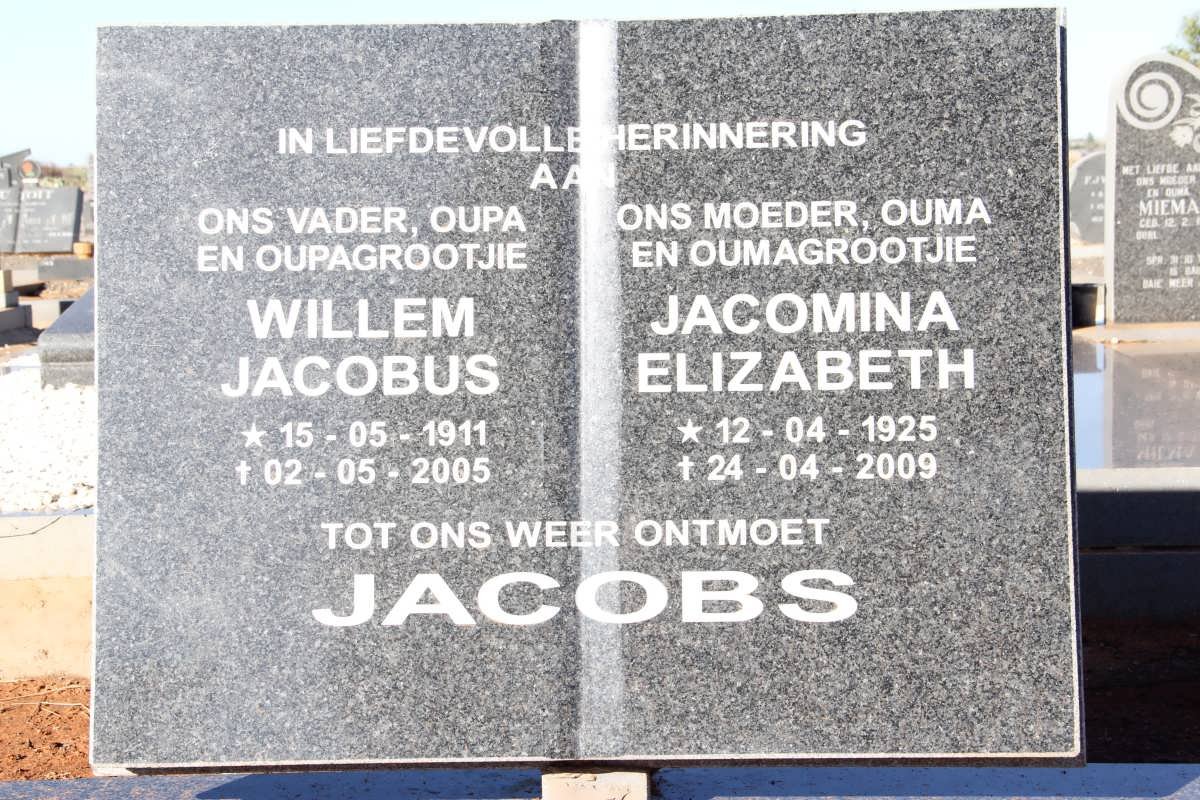 JACOBS Willem Jacobus 1911-2005 &amp; Jacomina Elizabeth 1925-2009