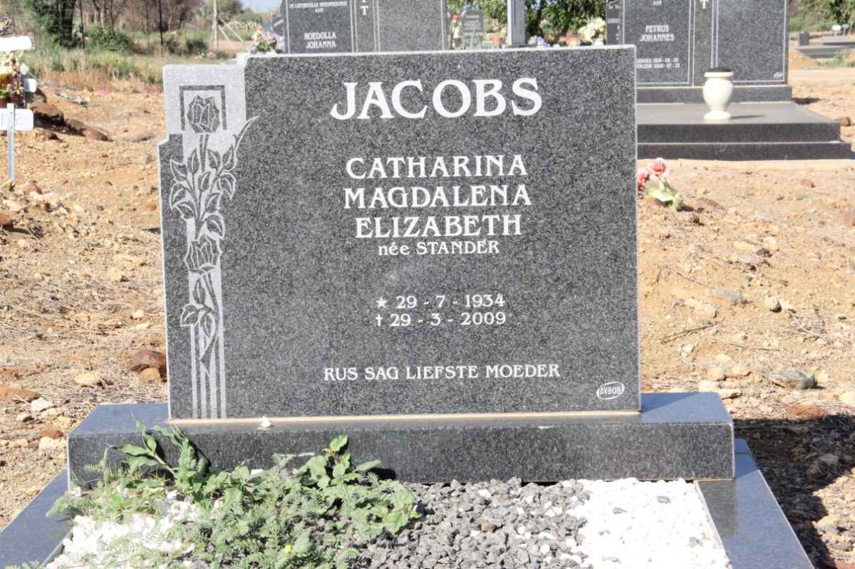 JACOBS Catharina Magdalena Elizabeth nee STANDER 1934-2009