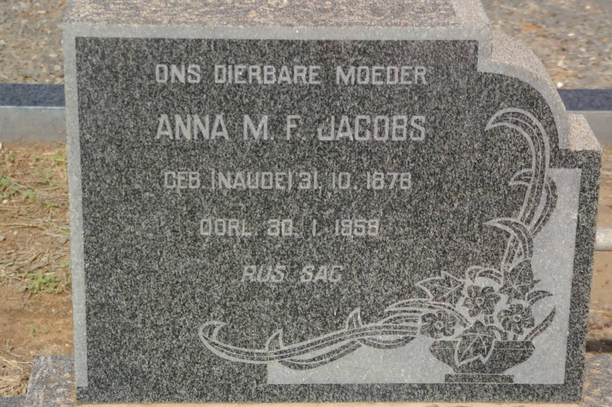 JACOBS Anna M.F. nee NAUDE 1878-1959