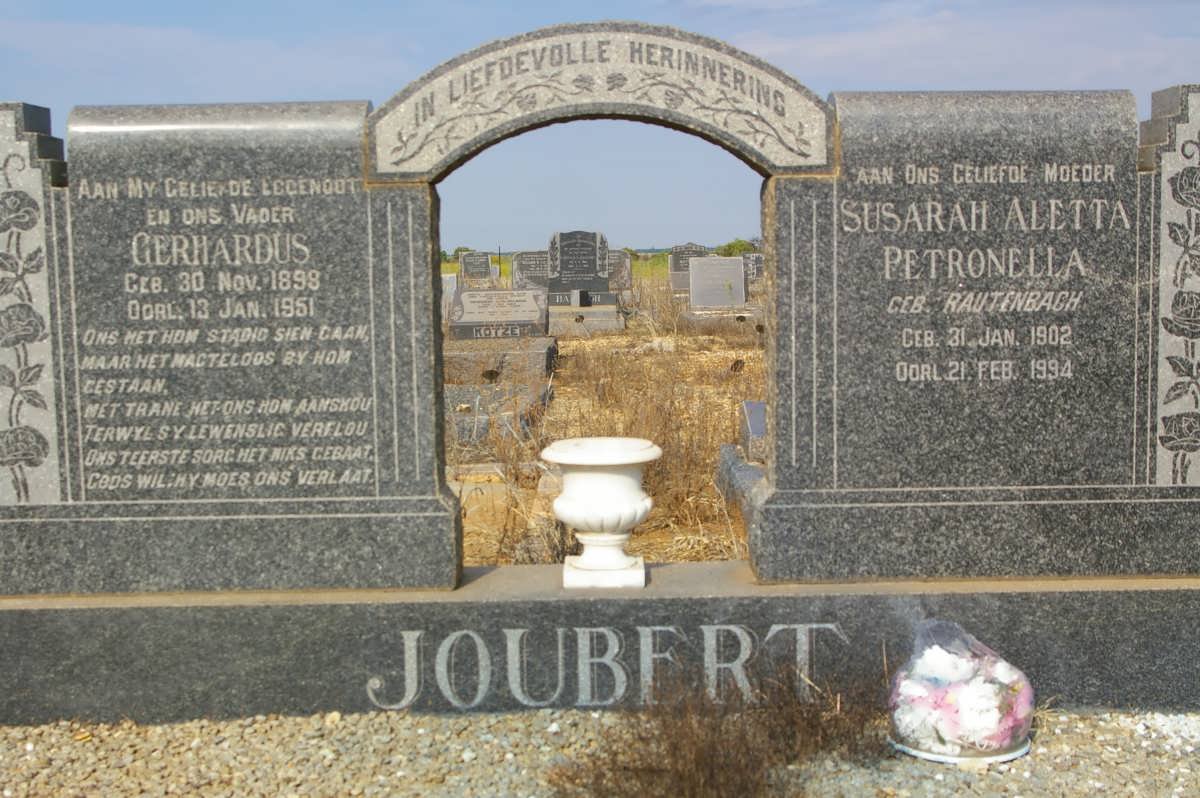 JOUBERT Gerhardus 1898-1951 &amp; Susarah Aletta Petronella RAUTENBACH 1902-1994