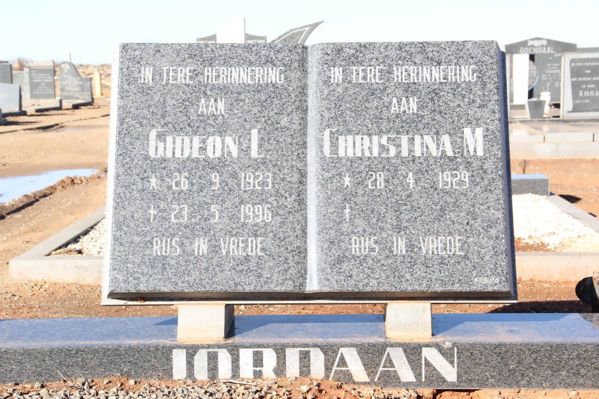 JORDAAN Gideon L. 1923-1996 &amp; Christina M. 1929-