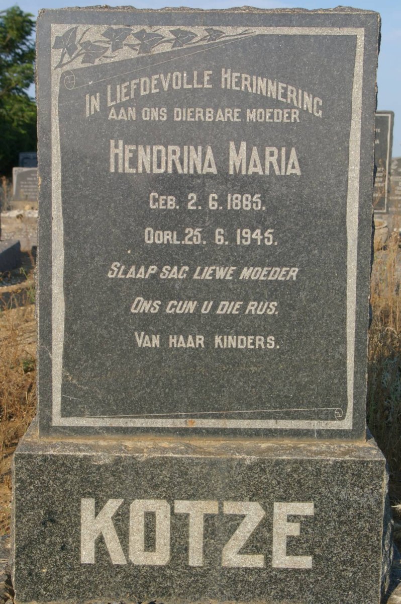 KOTZE Hendrina Maria 1885-1945