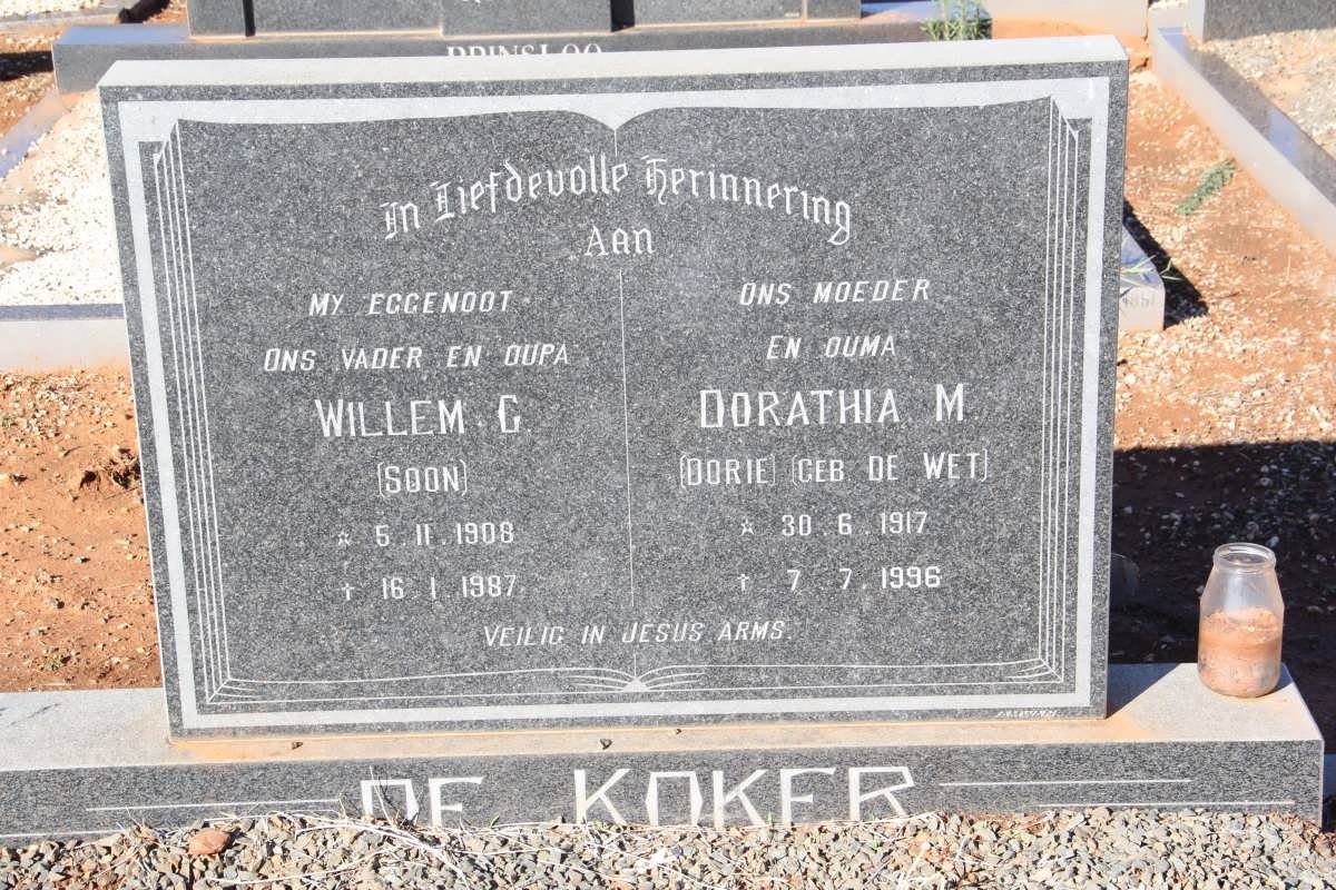 KOKER Willem G., de 1908-1987 &amp; Dorathia M. DE WET 1917-1996