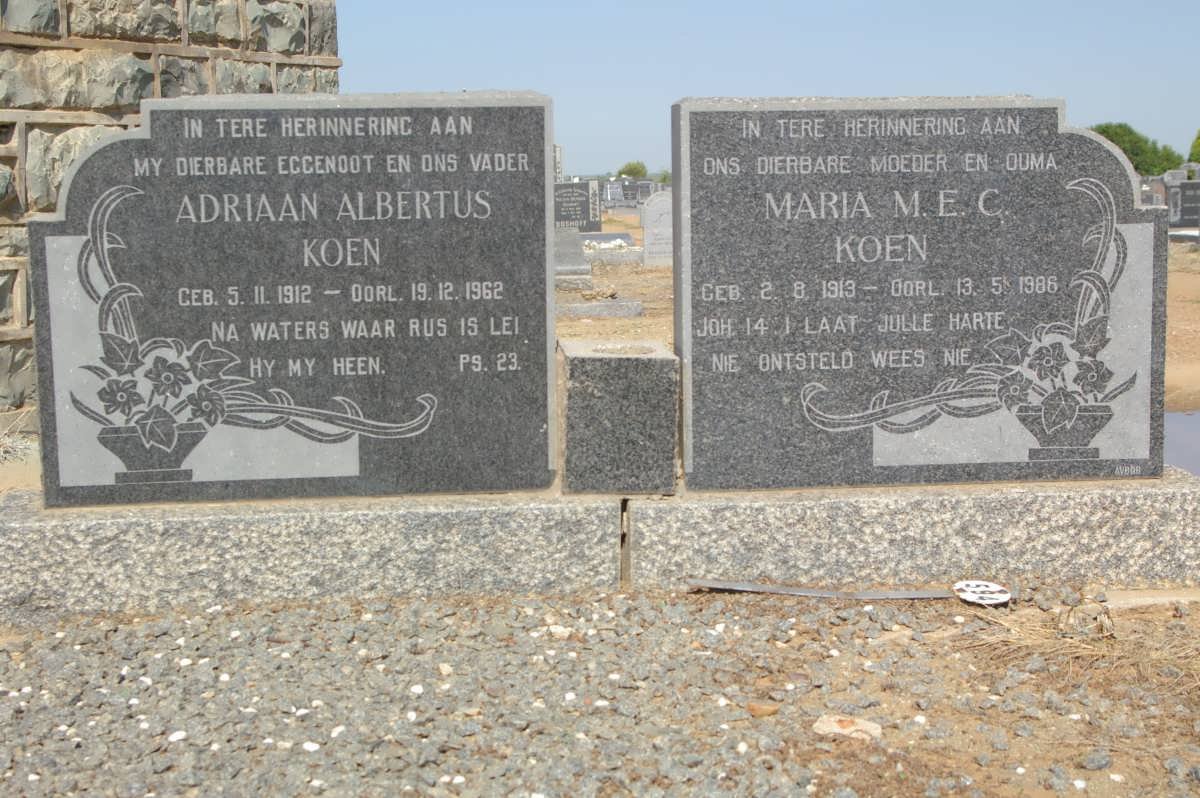KOEN Adriaan Albertus 1912-1962 &amp; Maria M.E.C. 1913-1986
