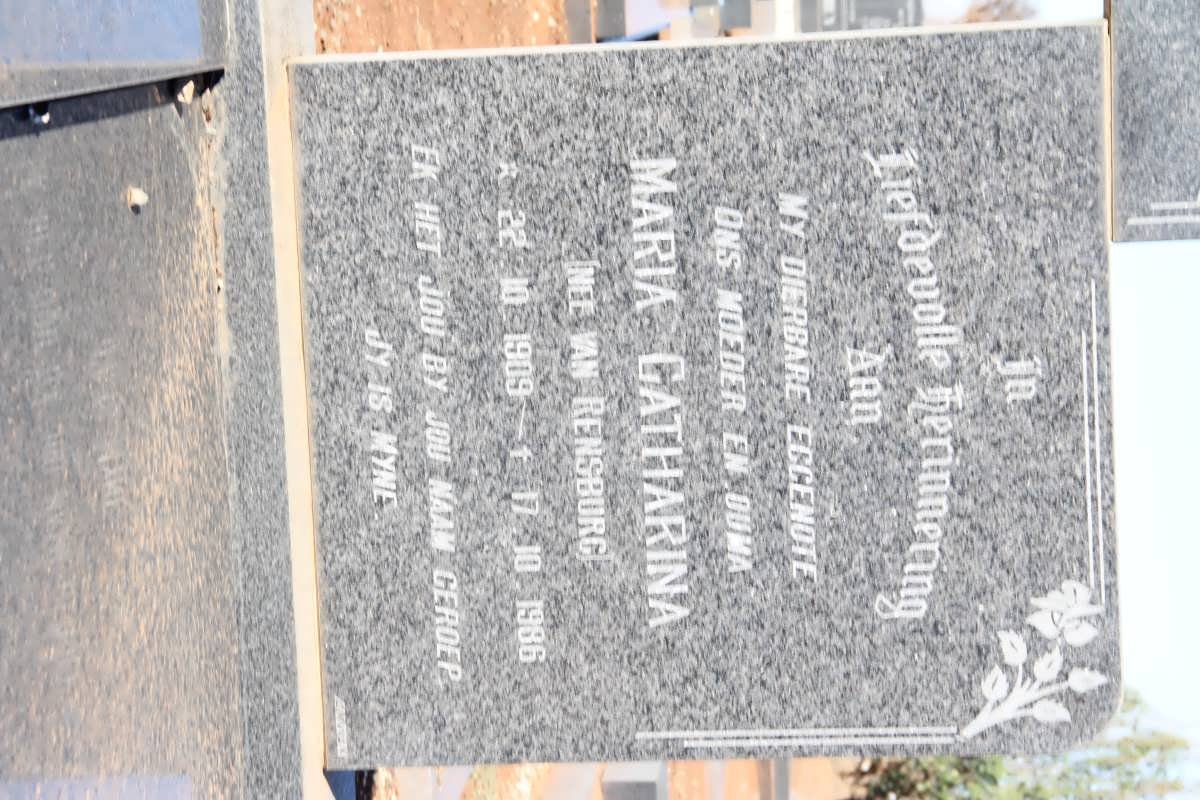 KINNEAR Maria Catharina nee van RENSBURG 1909-1986