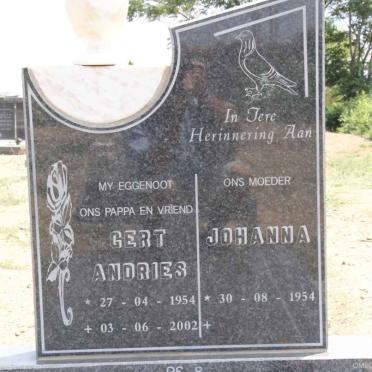 KOEGELENBERG Gert Andries 1954-2002 &amp; Johanna 1954-
