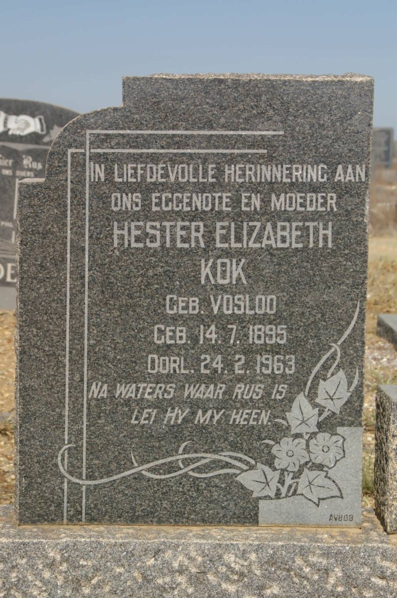 KOK Hester Elizabeth nee VOSLOO 1895-1963