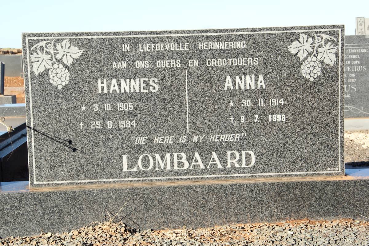 LOMBAARD Hannes 1905-1984 &amp; Anna 1914-1998