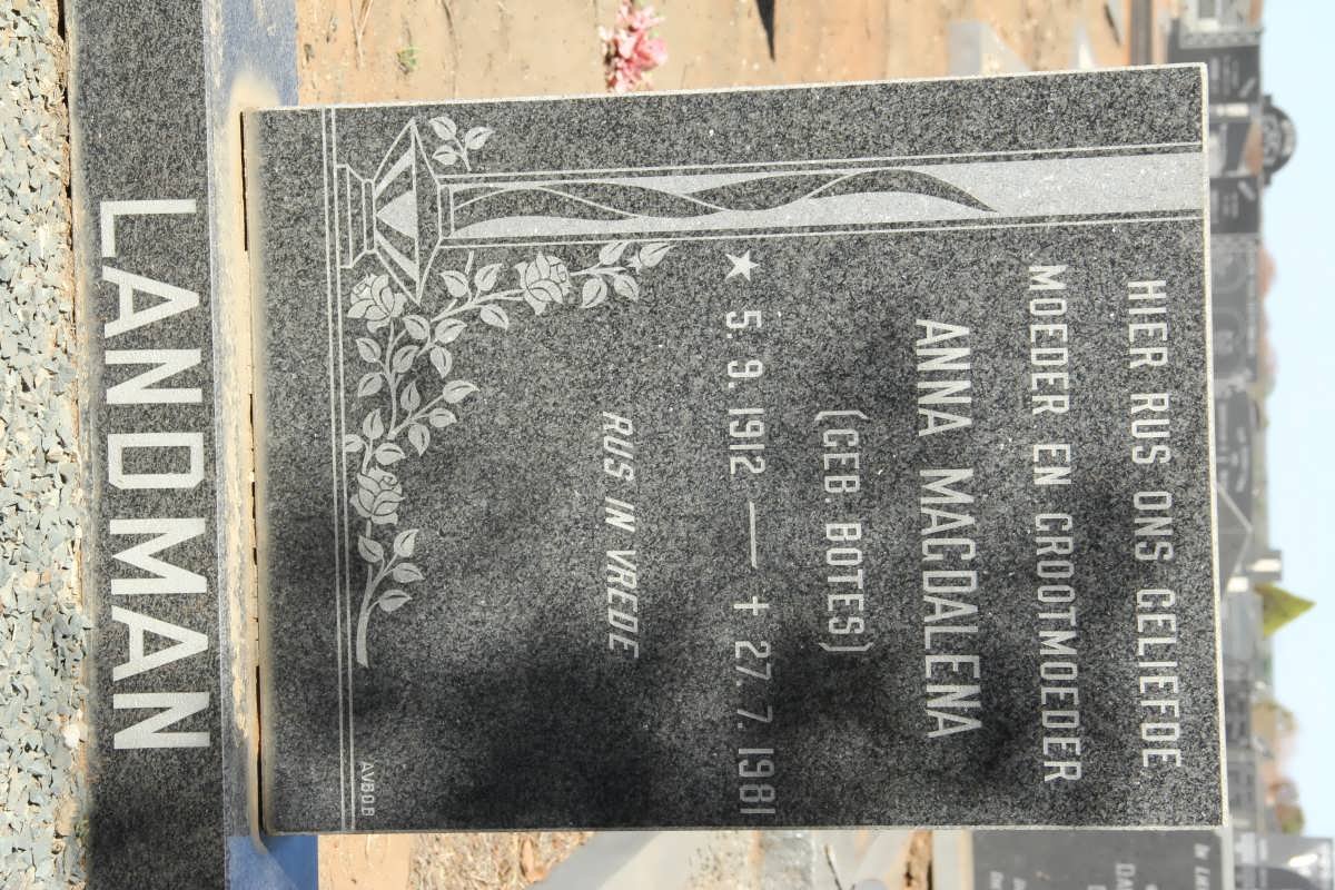 LANDMAN Anna Magdalena nee BOTES 1912-1981