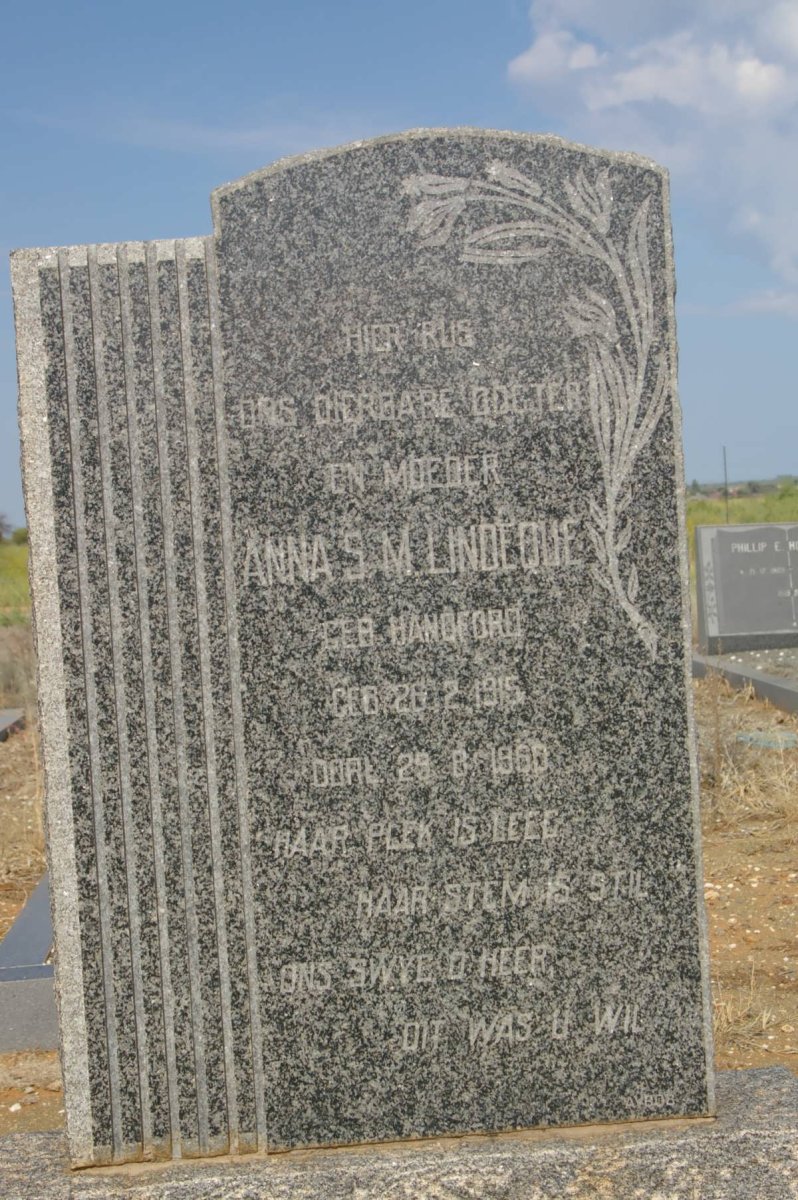 LINDEQUE Anna S.M. nee HANDFORD 1915-1960