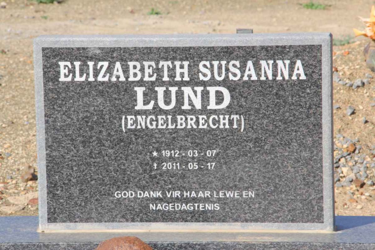 LUND Elizabeth Susanna nee ENGELBRECHT 1912-2011