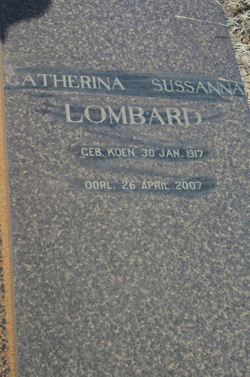 LOMBARD Catherina Sussanna nee KOEN 1917-2007