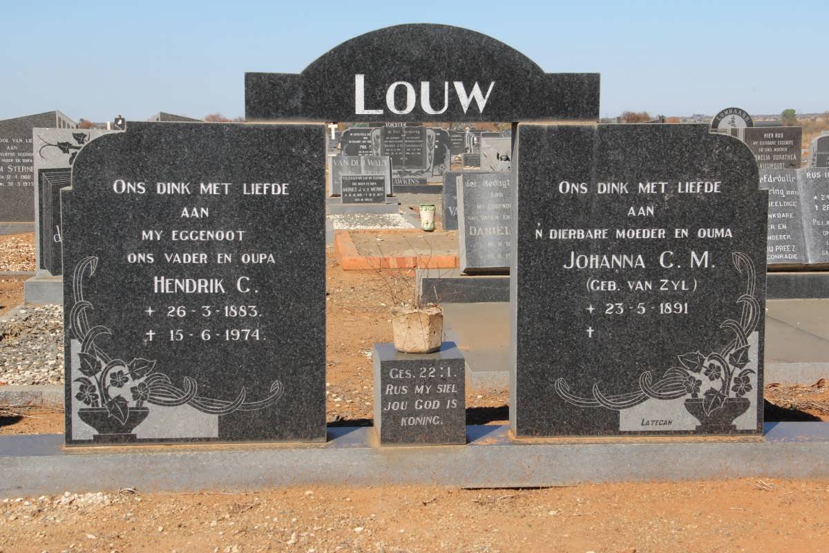 LOUW Hendrik C. 1883-1974 &amp; Johanna C.M. van ZYL 1891-