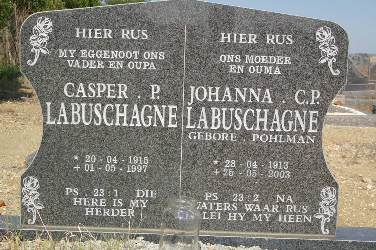 LABUSCHAGNE Casper P. 1915-1997 &amp; Johanna C.P. POHLMAN 1913-2003