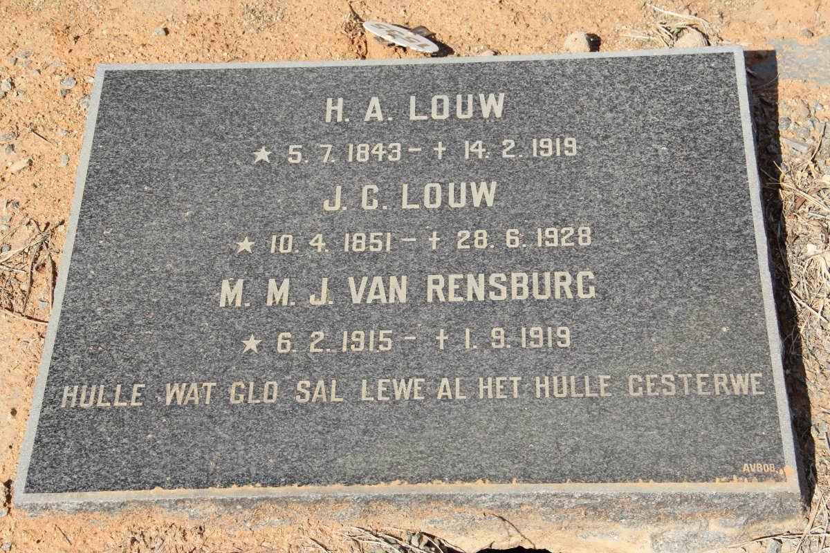 LOUW H.A. 1842-1919 &amp; J.C. 1851-1928 :: VAN RENSBURG M.M.J. 1915-1919