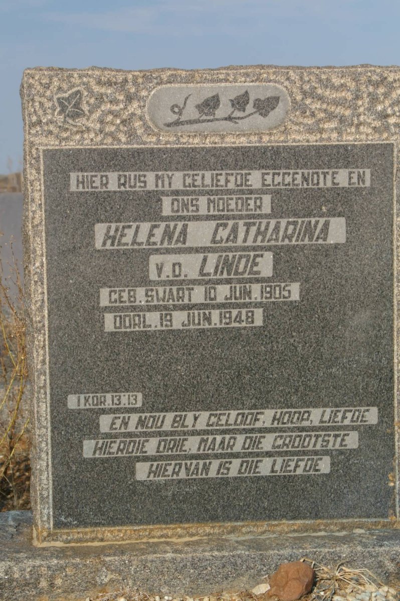 LINDE Helena Catharina, v.d. nee SWART 1905-1948