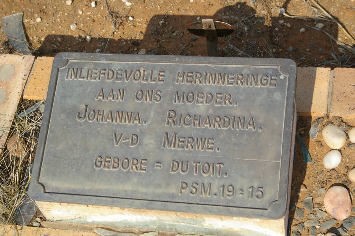 MERWE Johanna Richardina, v.d. nee DU TOIT