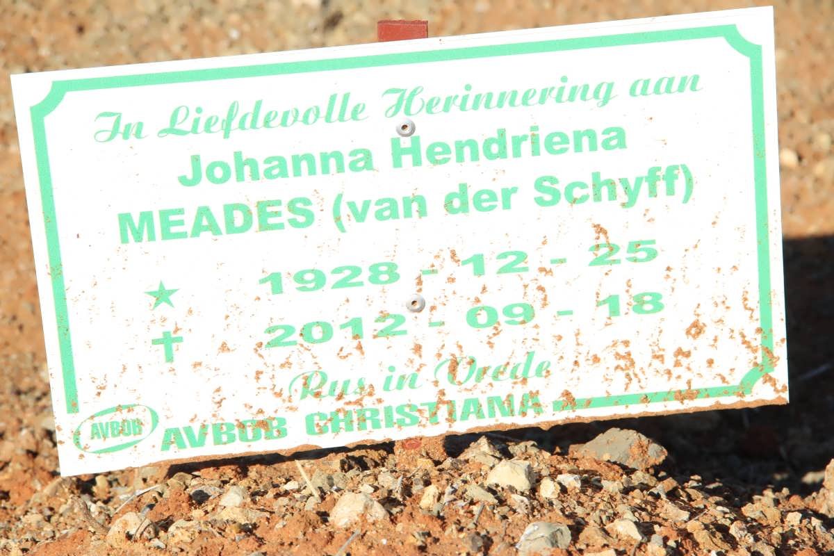MEADES Johanna Hendriena nee VAN DER SCHYFF 1928-2012