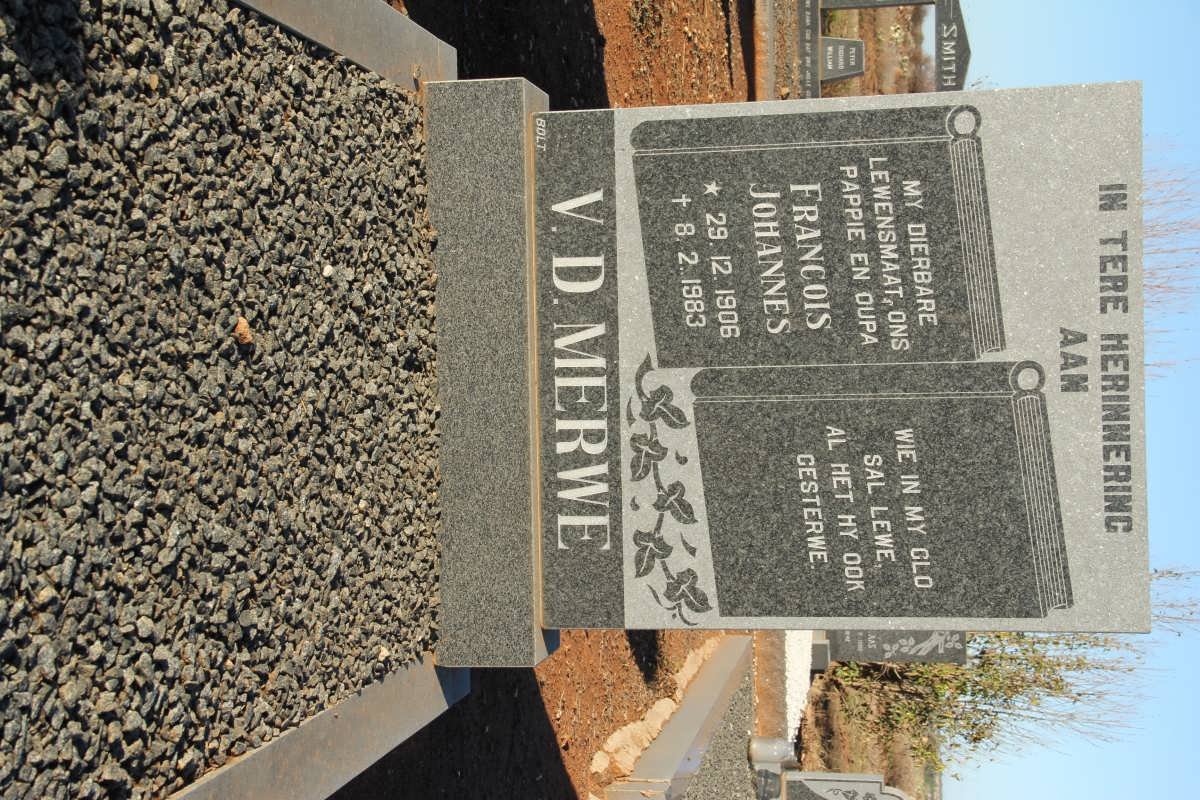 MERWE Francois Johannes, v.d. 1906-1983