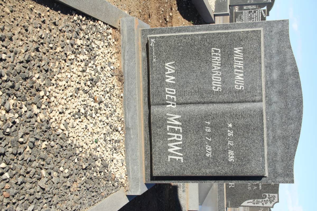 MERWE Wilhelmus Gerhardus, van der 1896-1976