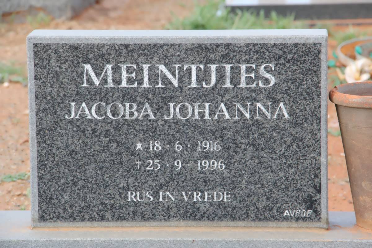 MEINTJIES Jacoba Johanna 1916-1996
