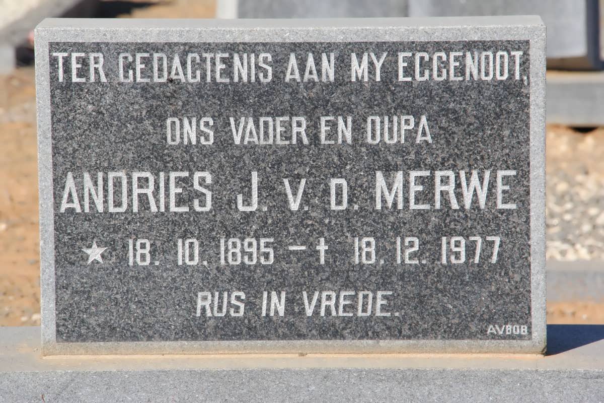 MERWE Andries J., v.d. 1895-1977
